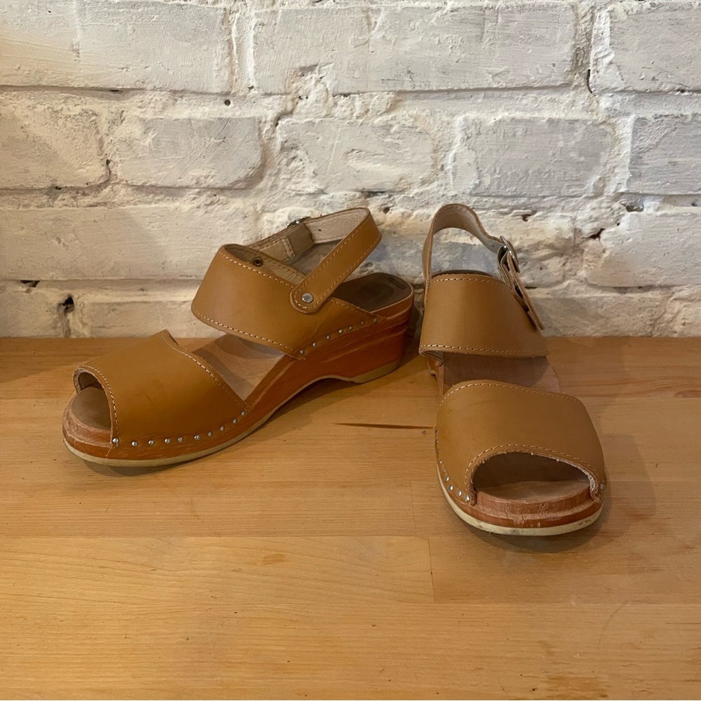 Troentorp Ingrid Tan Leather Clog Sandal 36
